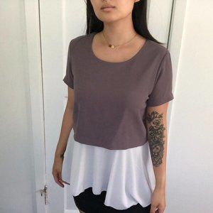 Work Ready White and Brown Silky Top